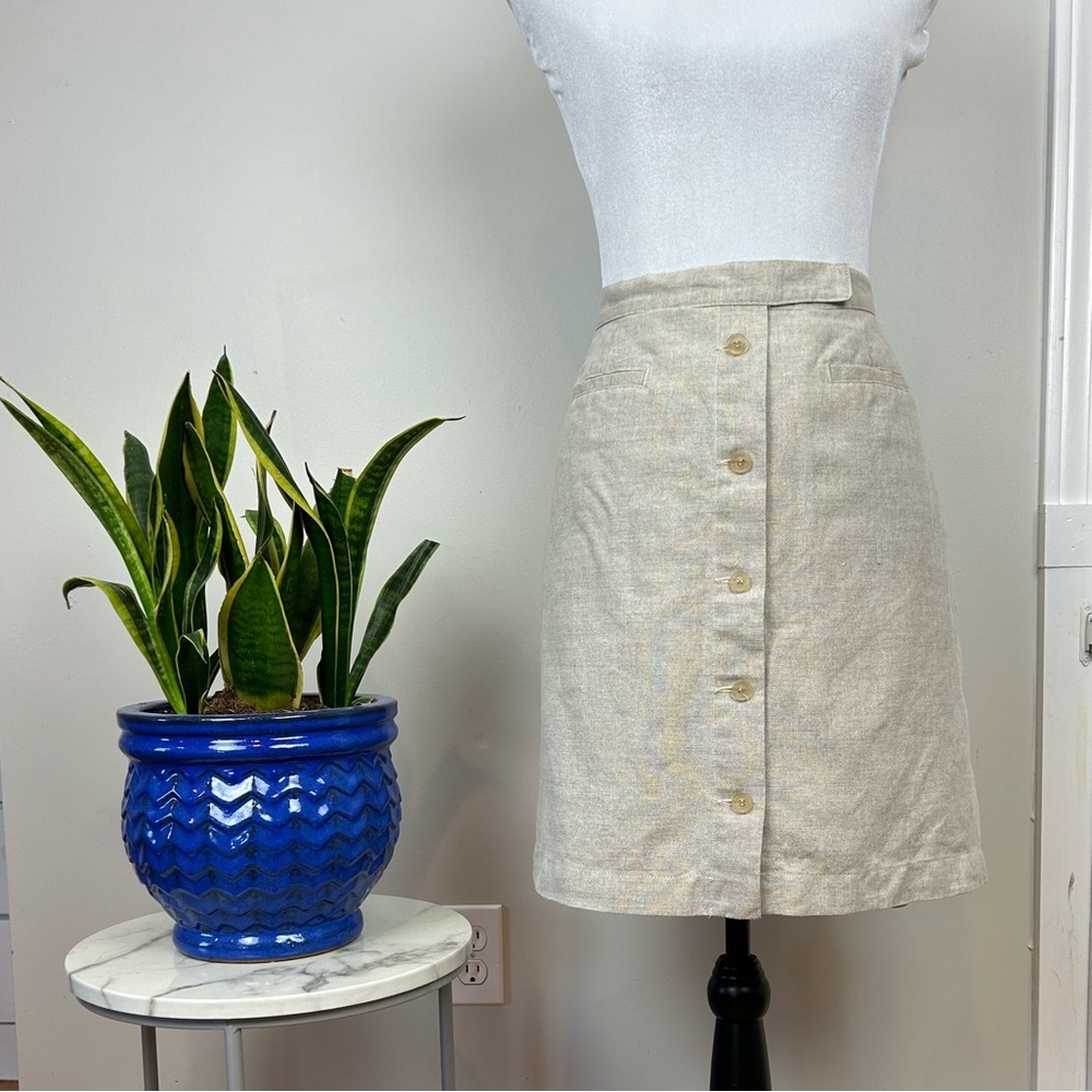LIZ CLAIBORNE LIZ GOLF Vintage Linen Skort Skirt Shorts Tan Khaki